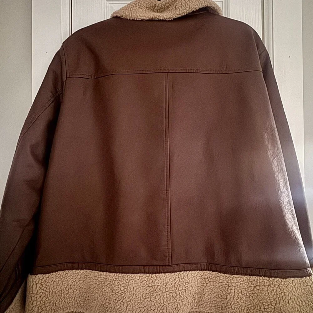🧥 Universal Thread Faux Leather Sherpa Aviator Jacket | XXL - Picture 5 of 8